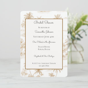 Brown Tropical Island Palm Trees Bridal Shower Invitation