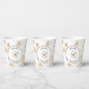 Brown Tropical Island Palm Trees Bridal Shower Paper Cups