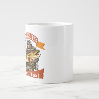 Brown Trout angler cartoon illustration Large Coffee Mug
