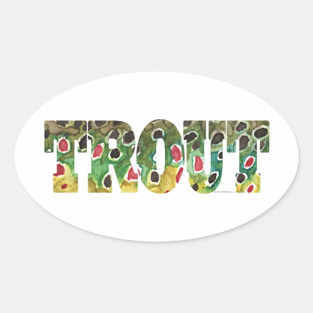 Brown Trout Design Oval Sticker (Front)