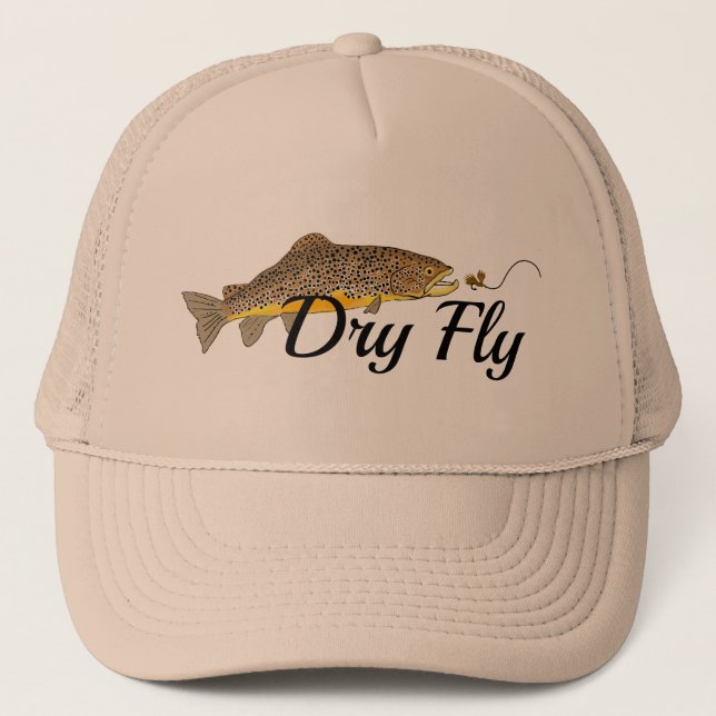 Brown Trout Dry Fly Fishing Trucker Hat (Front)