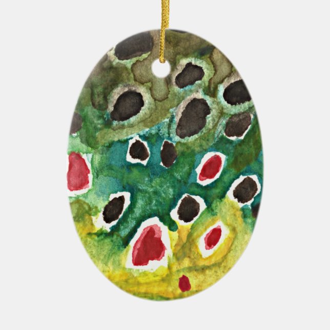 Brown Trout Fish Ceramic Tree Decoration (Front)