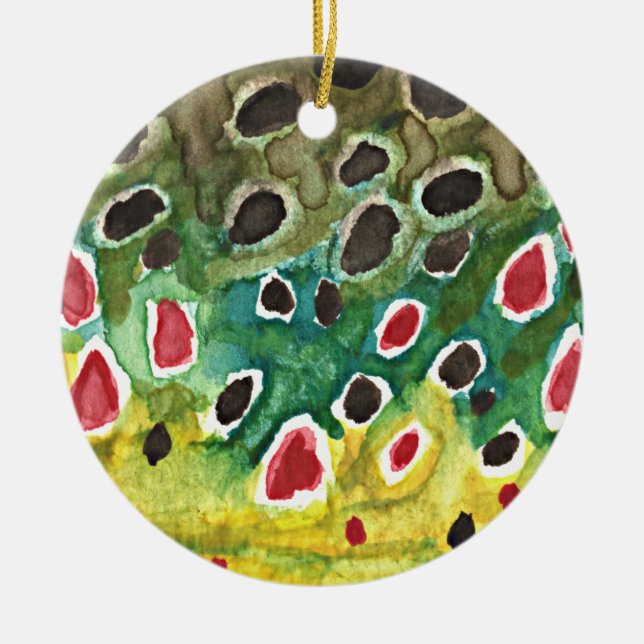 Brown Trout Fish Ceramic Tree Decoration (Front)