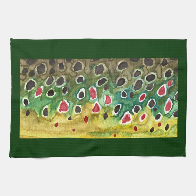 Brown Trout Fish Tea Towel (Horizontal)