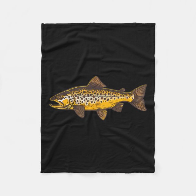 Brown Trout Fishing Fly Fishing Outdoors And Natur Fleece Blanket (Front)
