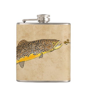 Brown Trout Fishing Hip Flask