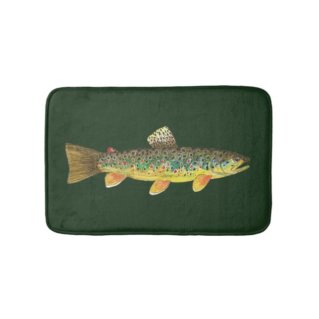 Brown Trout Fishing, Ichthyology Bath Mat (Front)