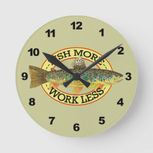 Brown Trout Fishing Round Clock