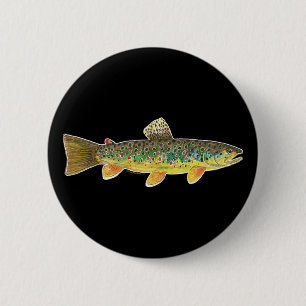 Brown Trout Fly Fishing Angling Ichthyology 6 Cm Round Badge