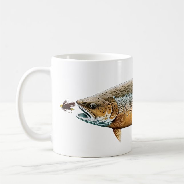 Brown Trout Fly Fishing  Coffee Mug (Left)