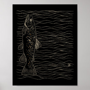 Brown Trout Fly Fishing Dry Fly Tying Fisherman  Poster