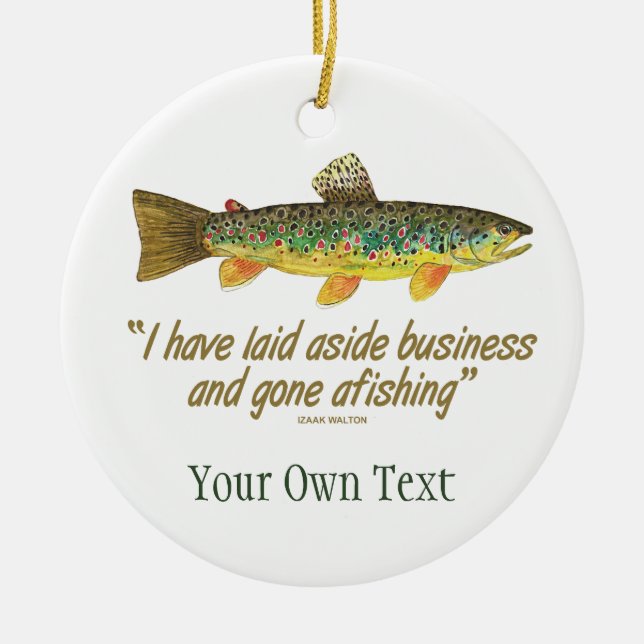 Brown Trout Fly Fishing Fisherman's Ceramic Tree Decoration (Front)