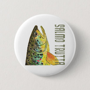 Brown Trout Ichthyology, Fishing, Fly Fishing 6 Cm Round Badge