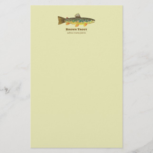 Brown Trout Latin Ichthyology Stationery (Front)