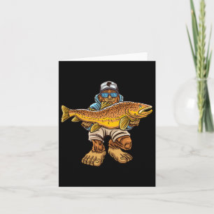 Brown Trout River Fishing Bigfoot Hunting Fisherme Card
