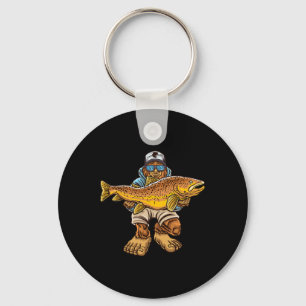 Brown Trout River Fishing Bigfoot Hunting Fisherme Key Ring