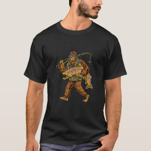 Brown Trout River Fishing Bigfoot Hunting Fisherme T-Shirt
