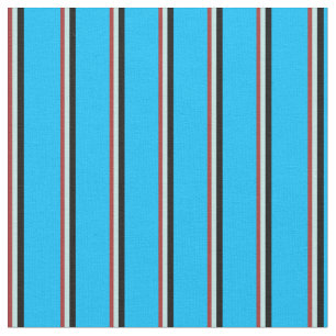 Brown, Turquoise, Black, and Deep Sky Blue Coloure Fabric
