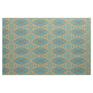 Brown Turquoise Blue Green Taupe Beige Ethnic Look Fabric