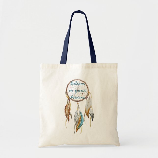 Brown Turquoise Dream catcher watercolor  Tote Bag (Front)