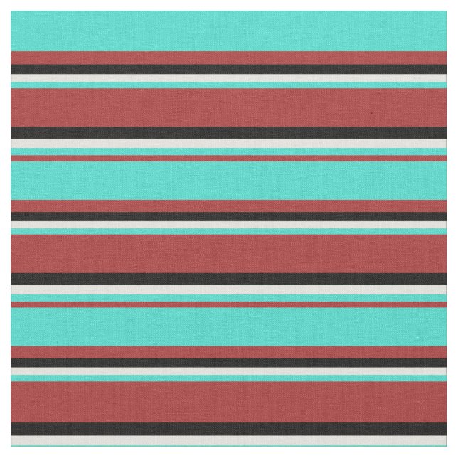 Brown, Turquoise, Light Yellow, and Black Coloured Fabric (Close Up)