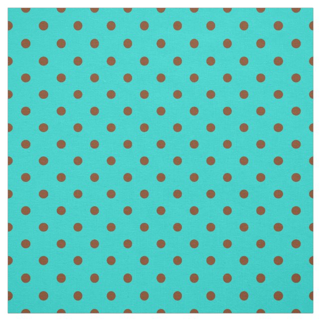 Brown Turquoise Spot Polka Dot Pattern Fabric (Swatch)