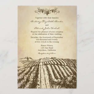 Brown Tuscan Winery Vineyard Wedding Invitations