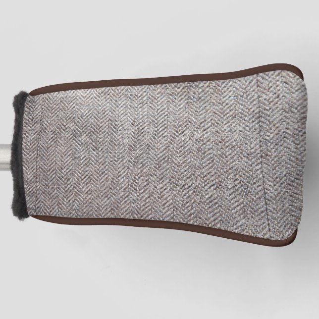 Brown tweed fabric golf head cover (Front)