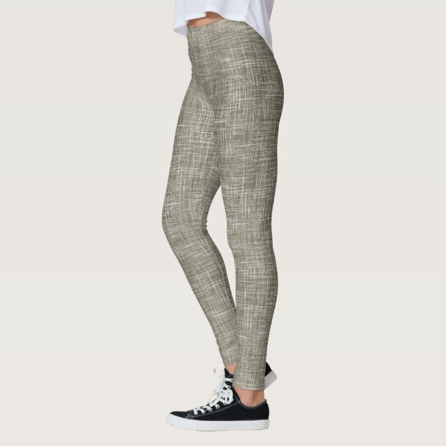 Brown Tweed Linen Pattern  Leggings (Left)
