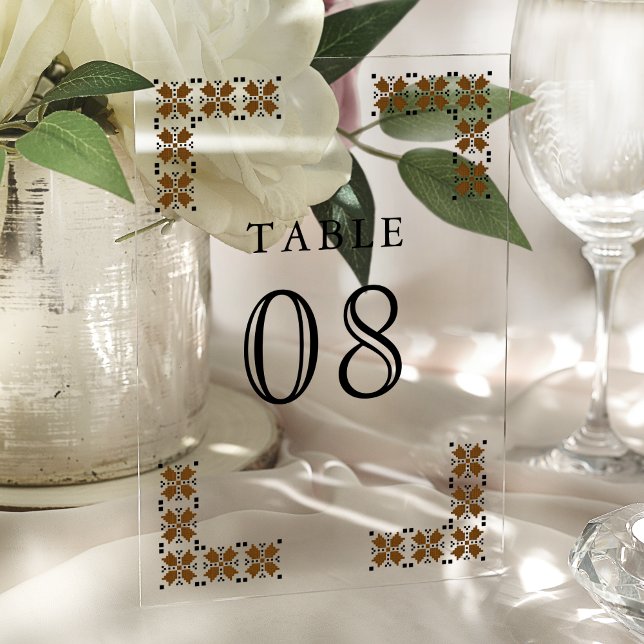 Brown Ukrainian Wedding Acrylic Table Number (Creator Uploaded)