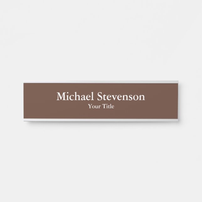 Brown Unique Elegant Modern Minimalist Door Sign (Front)