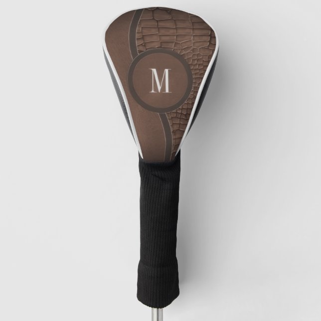 Brown Unique Happy Design smooth leather Golf Head Cover (Front)
