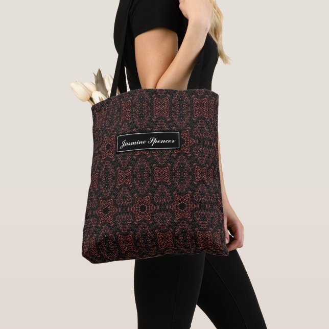 Brown unique snake skin pattern tote bag (Close Up)