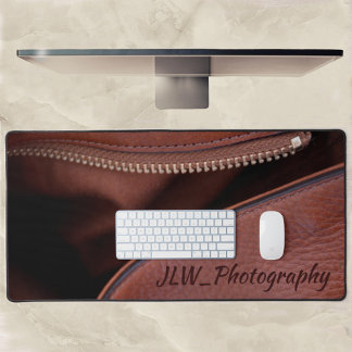 Brown Unzipped faux Leather Customisable Desk Mat