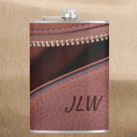 Brown Unzipped faux Leather Initials Photographic