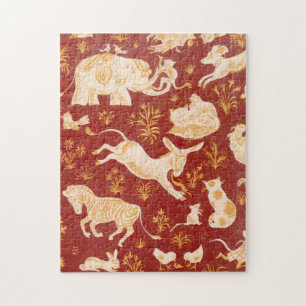 Brown vintage assorted animals art  jigsaw puzzle