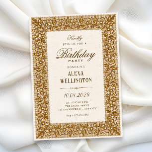 Brown vintage birthday invitation