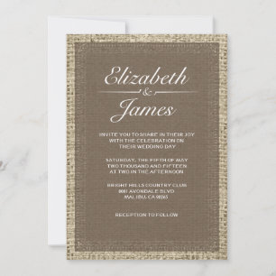 Brown Vintage Burlap Wedding Invitations