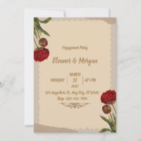 Brown Vintage Classic Engagement Party Invitation