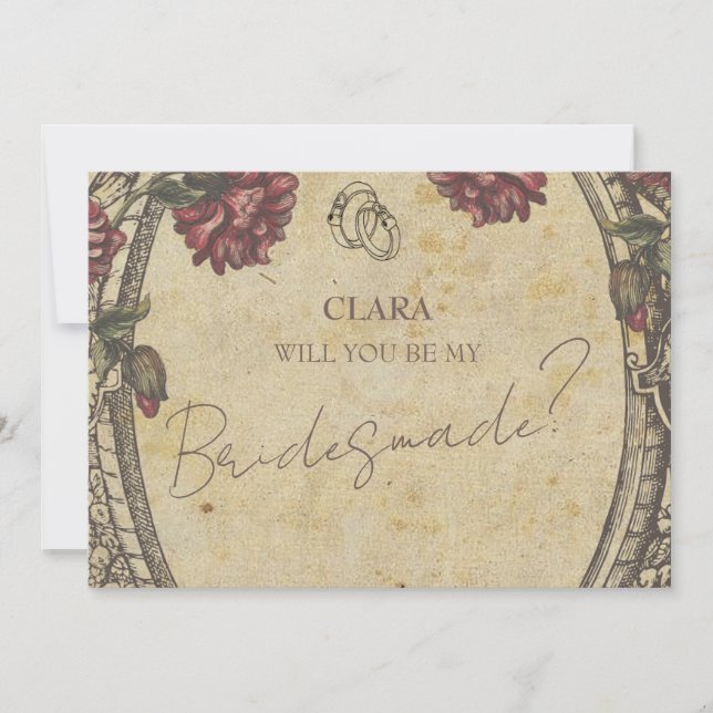 Brown Vintage Classic Wedding Invitatio Bridesmade Invitation (Front)