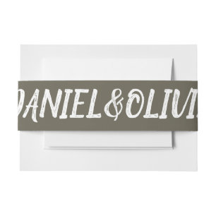 Brown Vintage Classic Wedding Invitation Belly Band