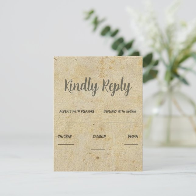 Brown Vintage Classic Wedding RSVP Card (Standing Front)