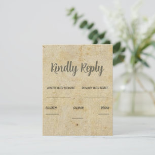 Brown Vintage Classic Wedding RSVP Card