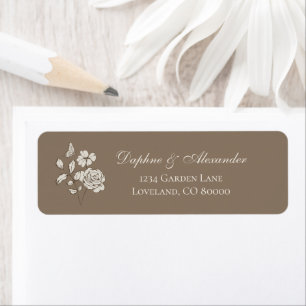 Brown Vintage Floral Return Address Label