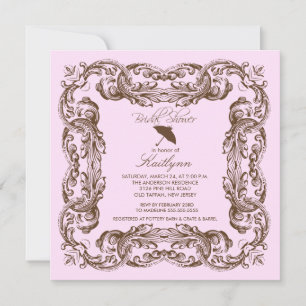 Brown Vintage Frame Bridal Shower Invitations
