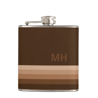 Brown Vintage Monogram Hip Flask
