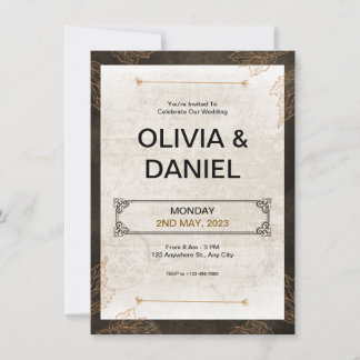 Brown Vintage Retro Wedding Invitation