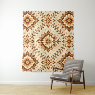 Brown vintage shabby pattern tapestry