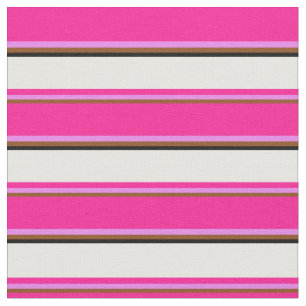 Brown, Violet, Deep Pink, White & Black Lines Fabric