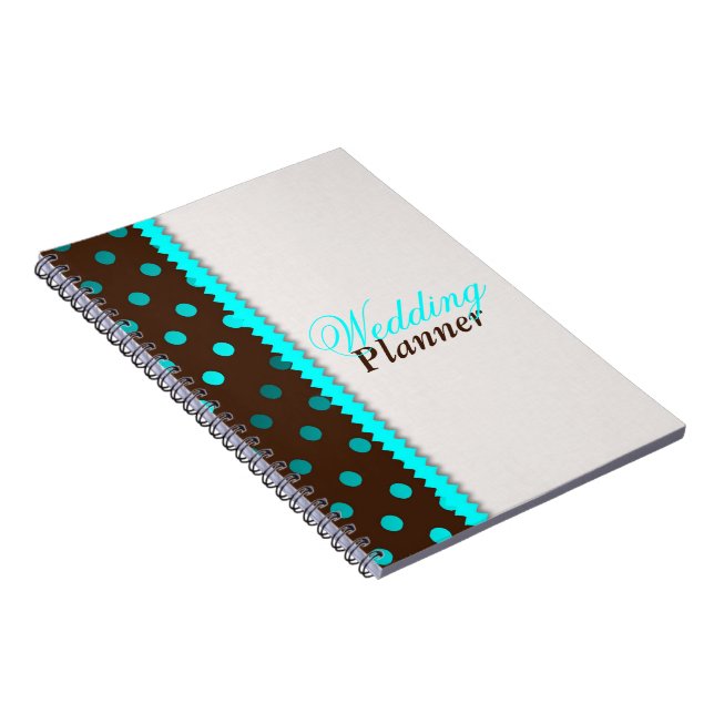 Brown w/Turquoise Dots Wedding Planner Notebook (Right Side)